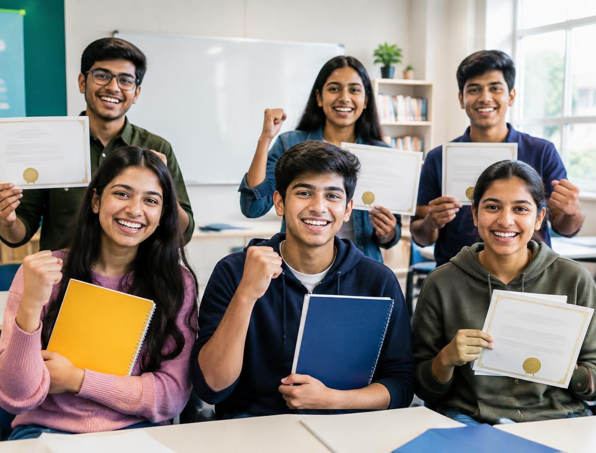 Students celebrating academic achievement